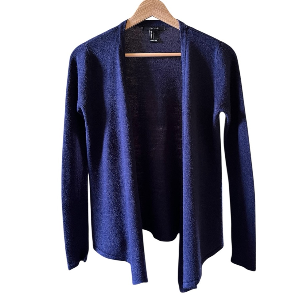 Forever 21 Navy Cardigan Lightweight Open Front Size S Basic